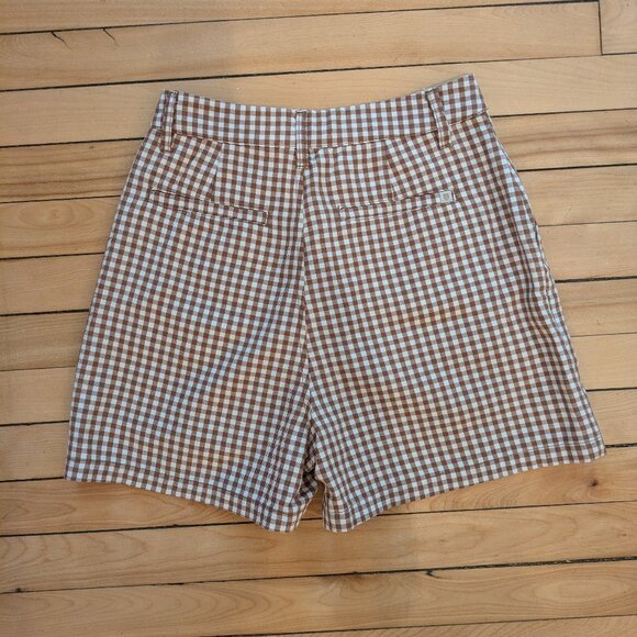 Brixton Victory Shorts - Brown Gingham - Size 25 - Picture 5 of 7